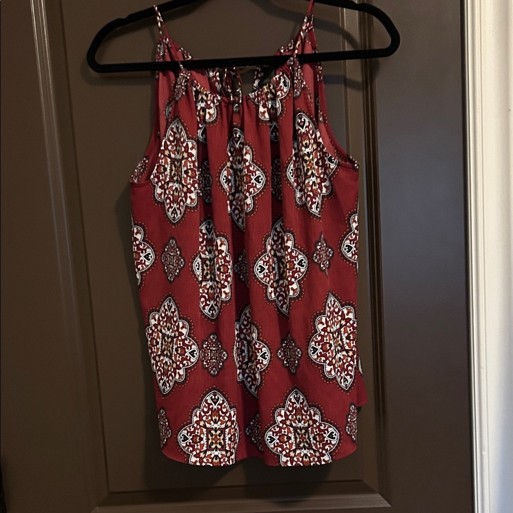 Ann Taylor Factory Burgundy Patterned Sleeveless Top Small